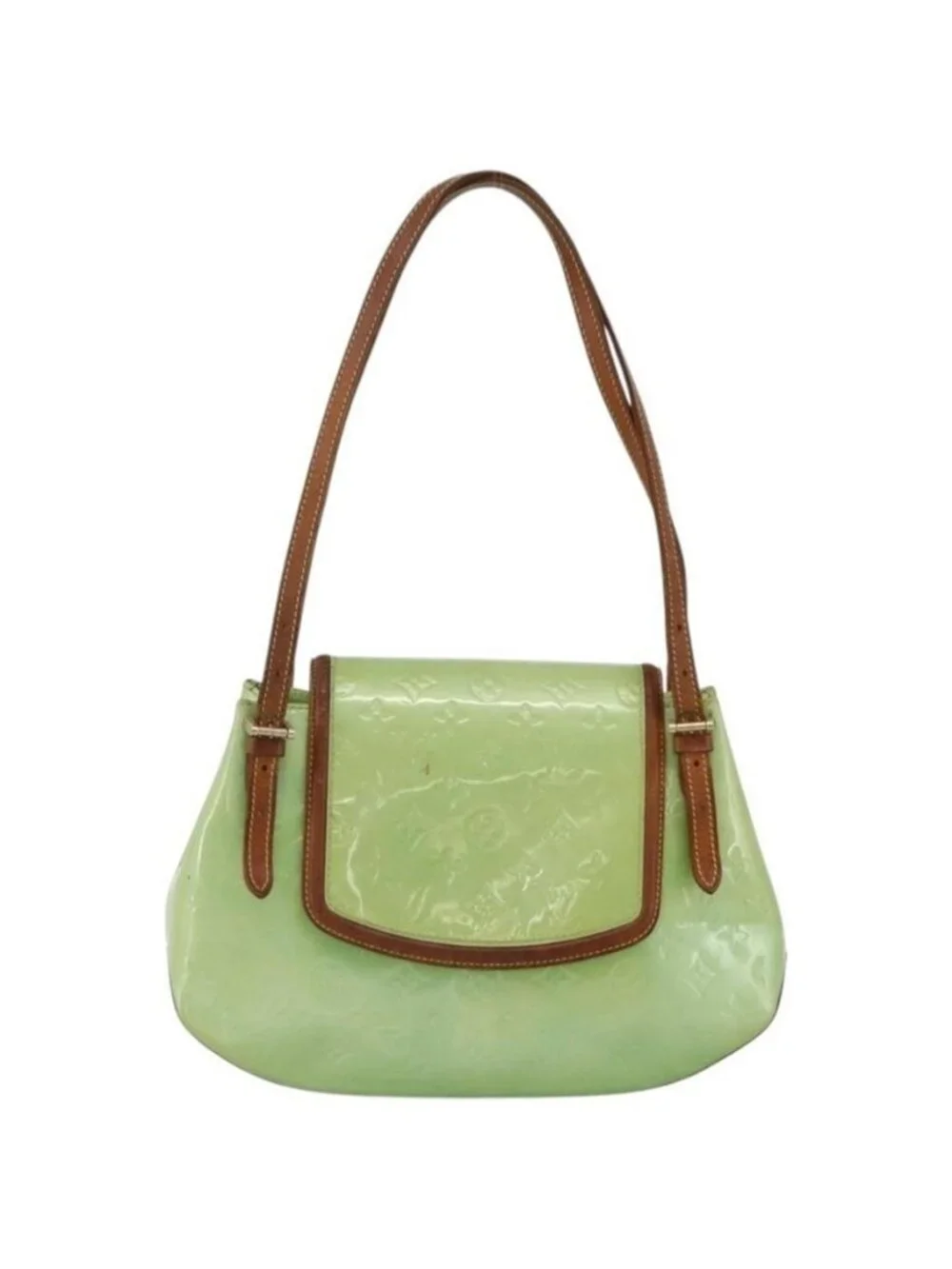 Authentic LOUIS VUITTON Vernis Biscayne Bay GM Shoulder Bag Peppermint M91285
